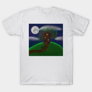 House on a hill with Trick-or-treaters T-Shirt